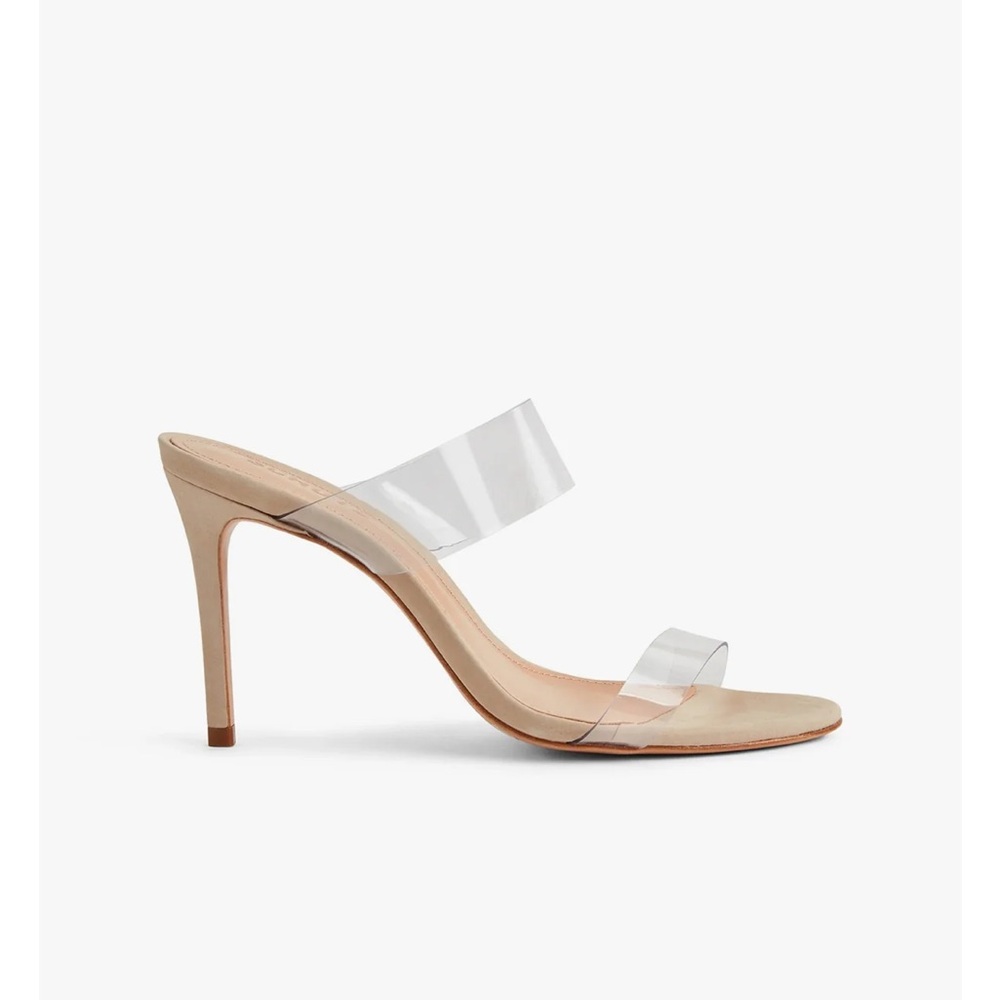 SCHUTZ Cream Heels with Transparent Straps